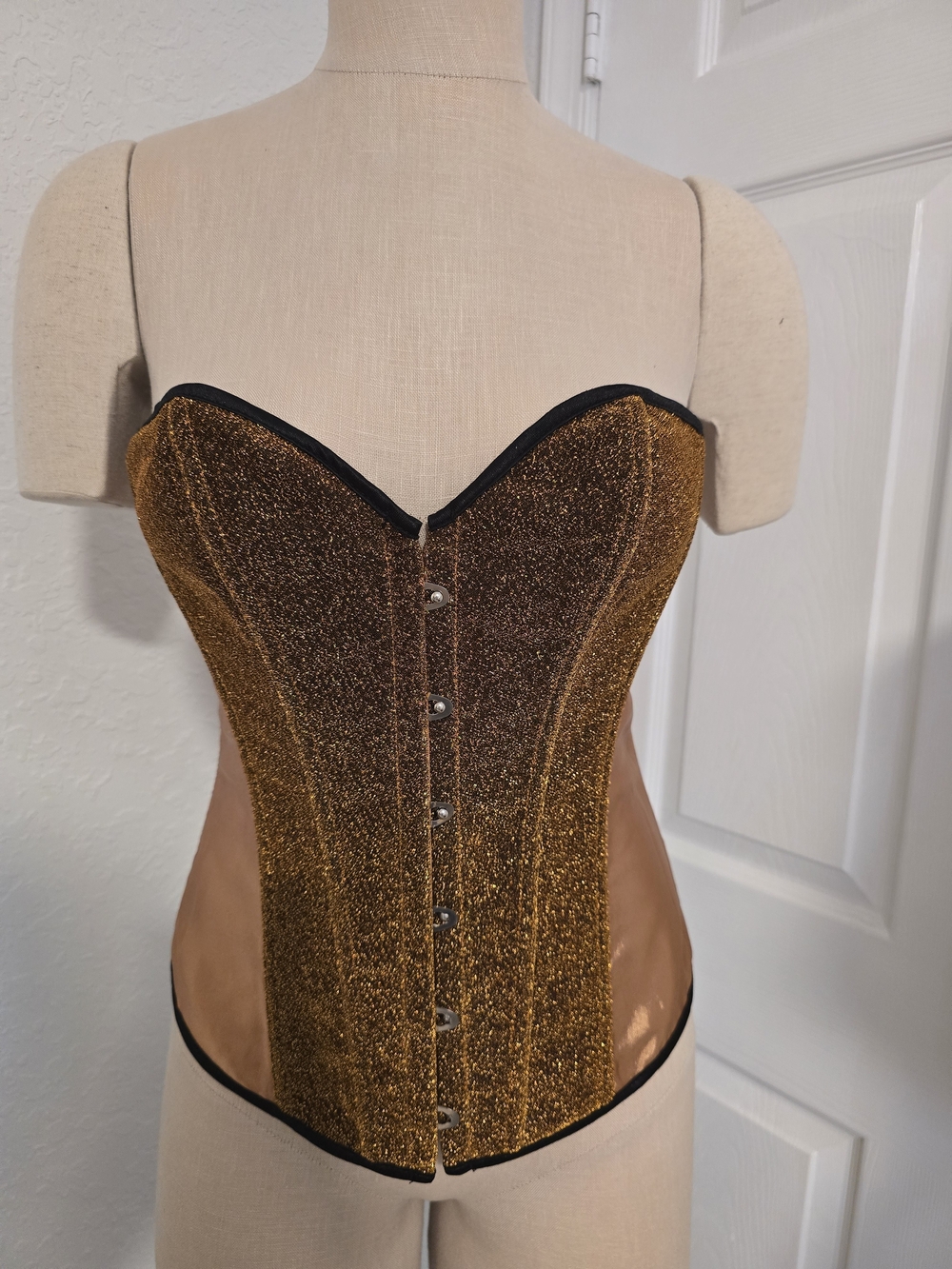 Gold Metallic Satin Bustier Corset Top